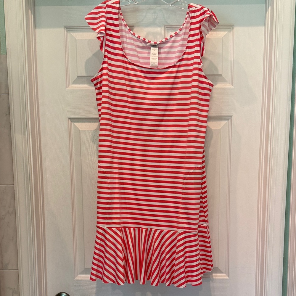 Tommy Bahama Coral and White Stripe Swim cover-up size Large